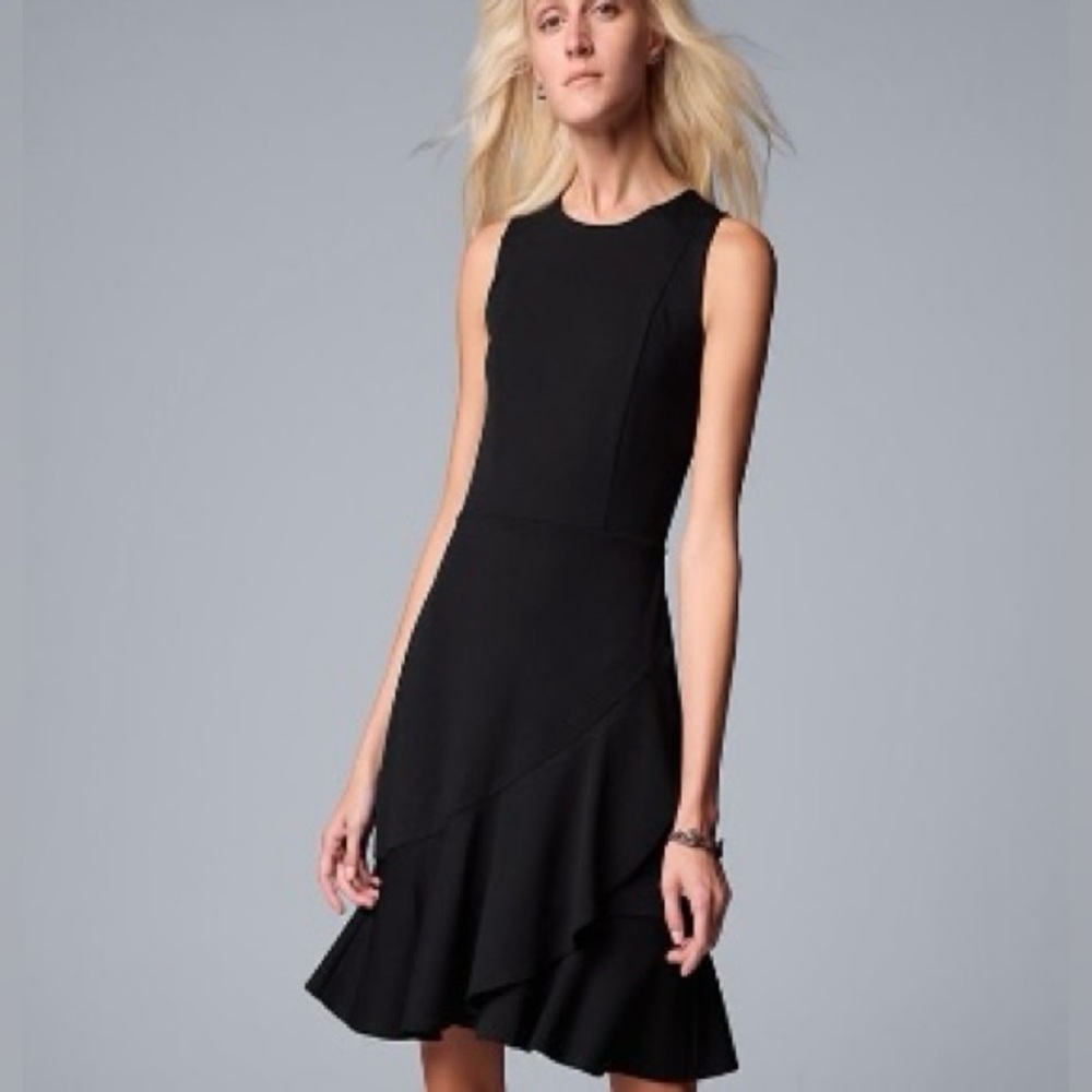 Simply Vera Vera Wang Sleeveless Black Dress w/delicate ruffle hem XXL Orig $64